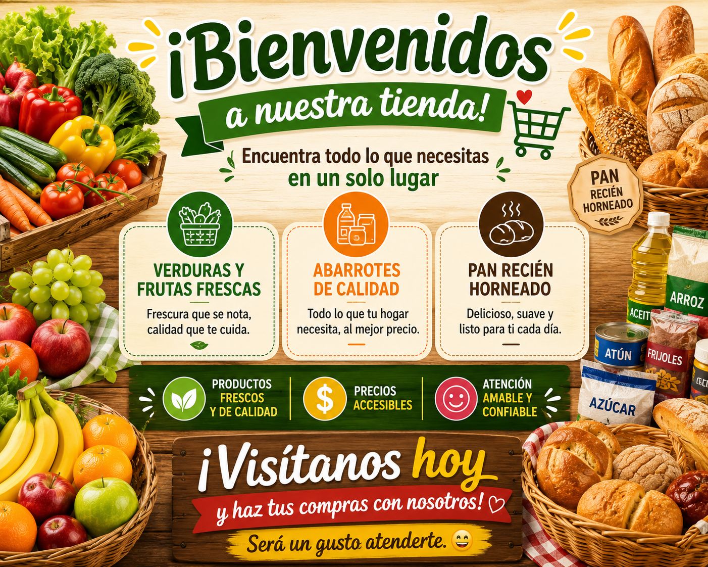 Frente al Mercado  Frutas • Verduras • Abarrotes • Pan
