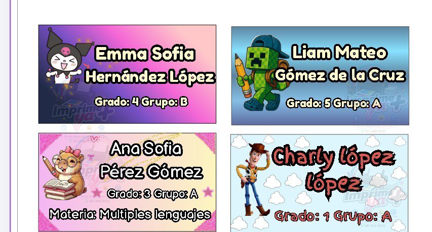 Etiquetas para libros y cuadernos